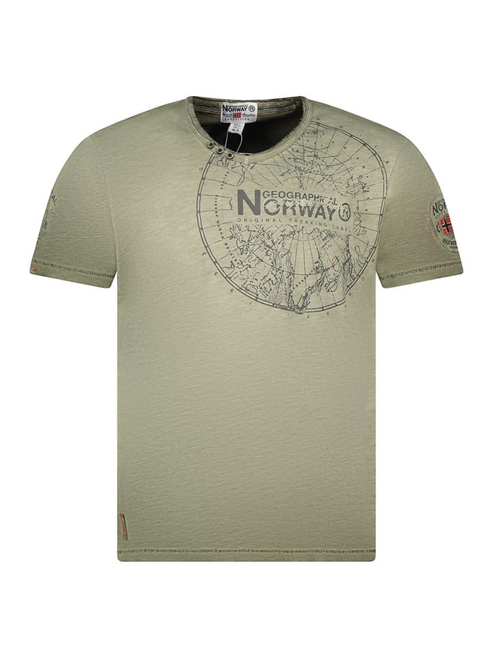Geographical Norway Koszulka "Jimperable" w kolorze khaki rozmiar: S