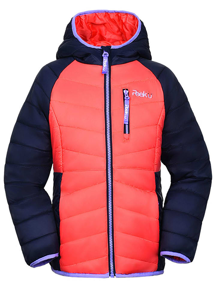 Peek U Całoroczna kurtka pikowana "Cordelia" w kolorze pomarańczowo-granatowym rozmiar: 116