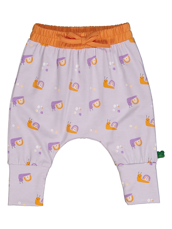 Fred´s World by GREEN COTTON Spodnie dresowe "Snail" w kolorze fioletowo-pomarańczowym rozmiar: 92