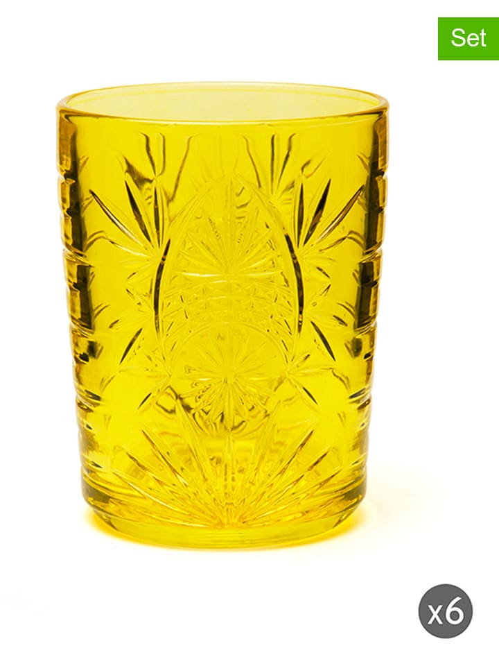 Trendy Kitchen by EXCÉLSA Szklanki (6 szt.) "Color Tumbler" w kolorze żółtym - 350 ml rozmiar: onesize