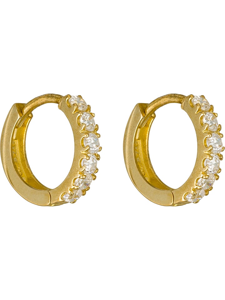 OR ÉCLAT Złote kolczyki-kreole "Quality" z cyrkoniami rozmiar: onesize