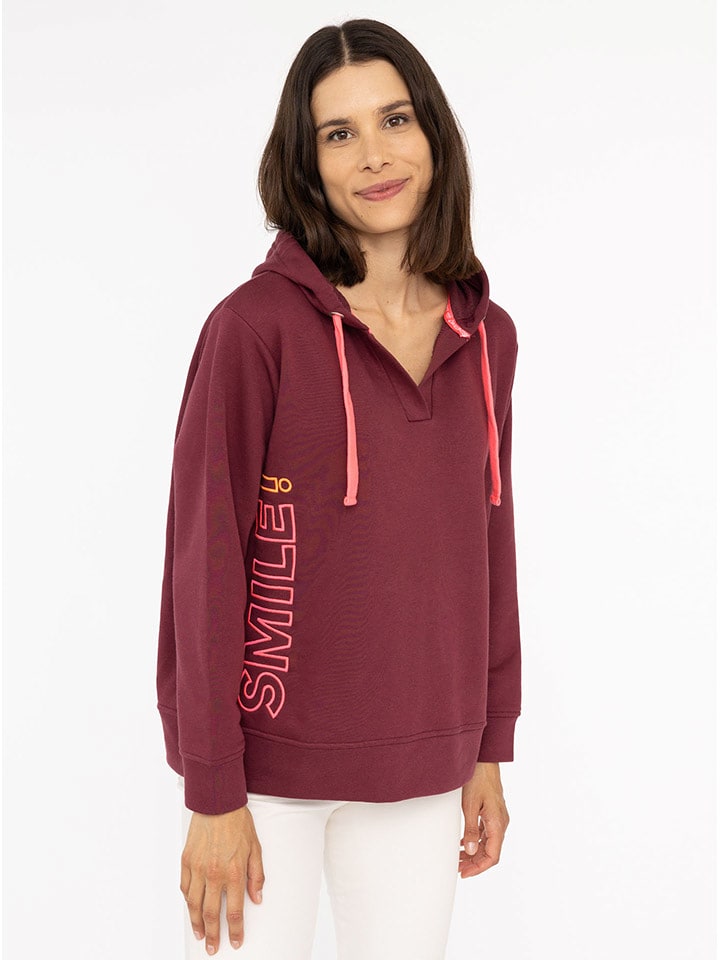 Zwillingsherz Bluza "Smile" w kolorze bordowym rozmiar: L/XL