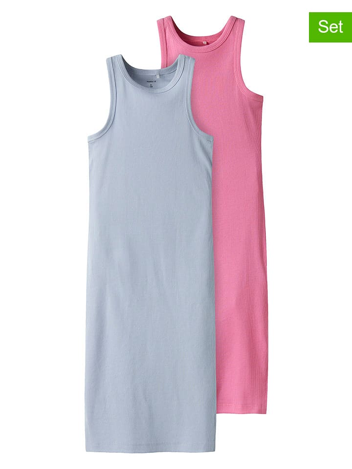 name it Sukienki (2 szt.) "Hellemie" w kolorze błękitnym i różowym rozmiar: 164