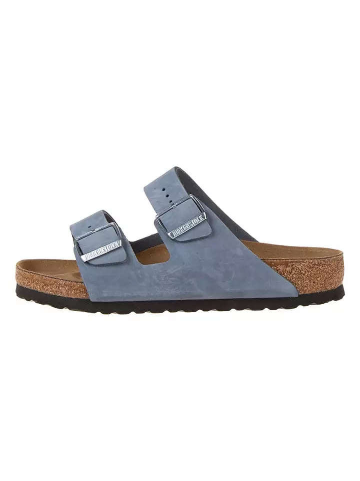 Birkenstock Skórzane klapki "Arizona" w kolorze błękitnym rozmiar: 41
