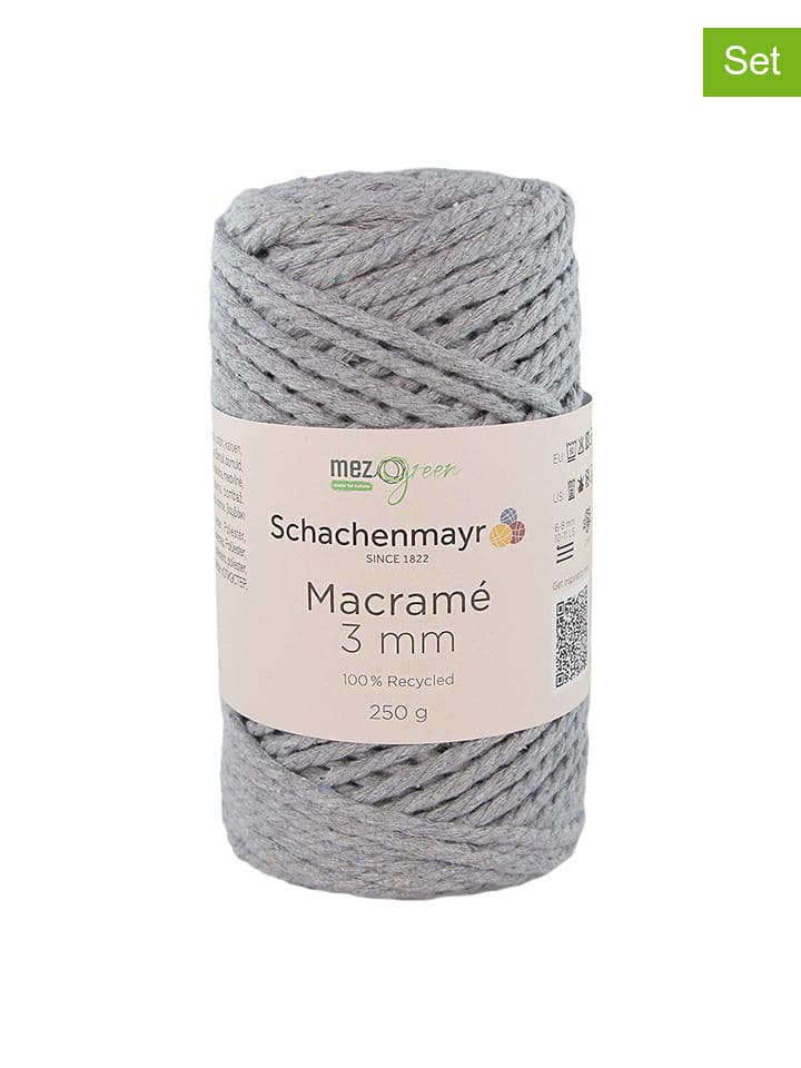 Schachenmayr since 1822 Przędza bawełniana (4 szt.) "Macramé 5 mm" w kolorze szarym - 4 x 250 g rozmiar: onesize