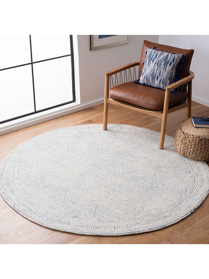 Safavieh Wełniany dywan w kolorze kremowo-niebieskim rozmiar: 122x122 cm