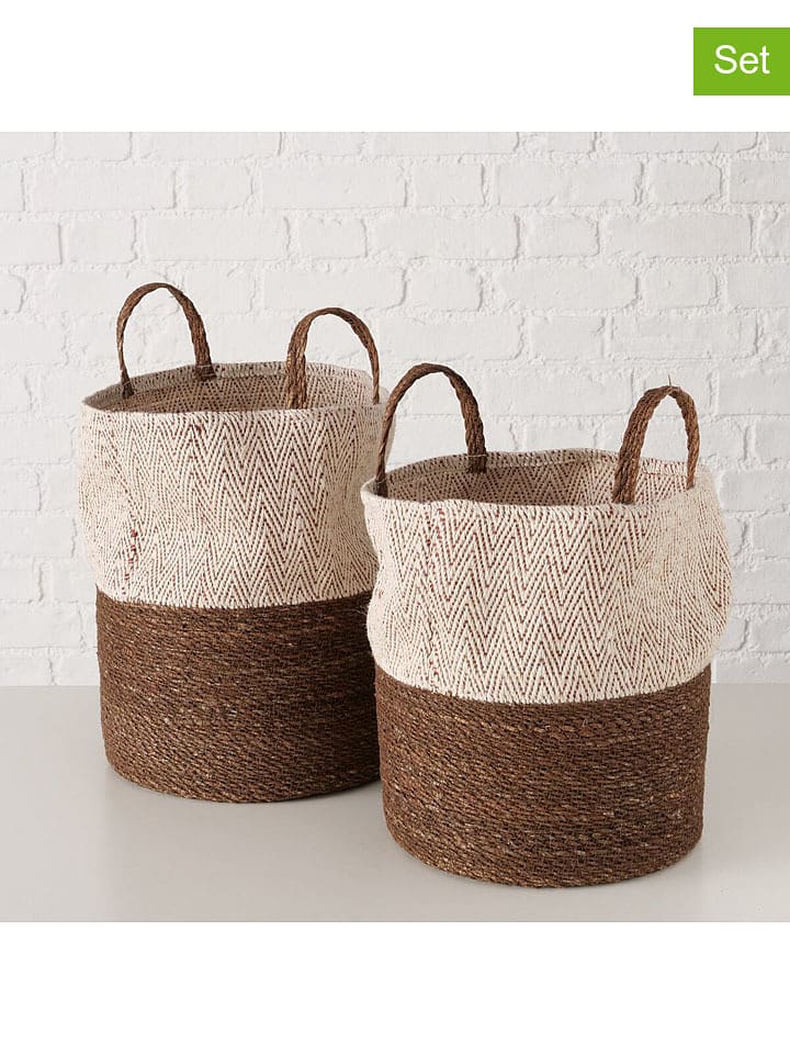 Boltze Koszyki (2 szt.) "Eija" w kolorze brązowo-białym rozmiar: onesize