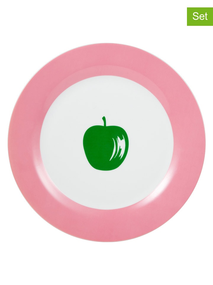 Benetton Talerze obiadowe (4 szt.) w kolorze jasnoróżowo-zielonym - Ø 26,5 cm rozmiar: onesize