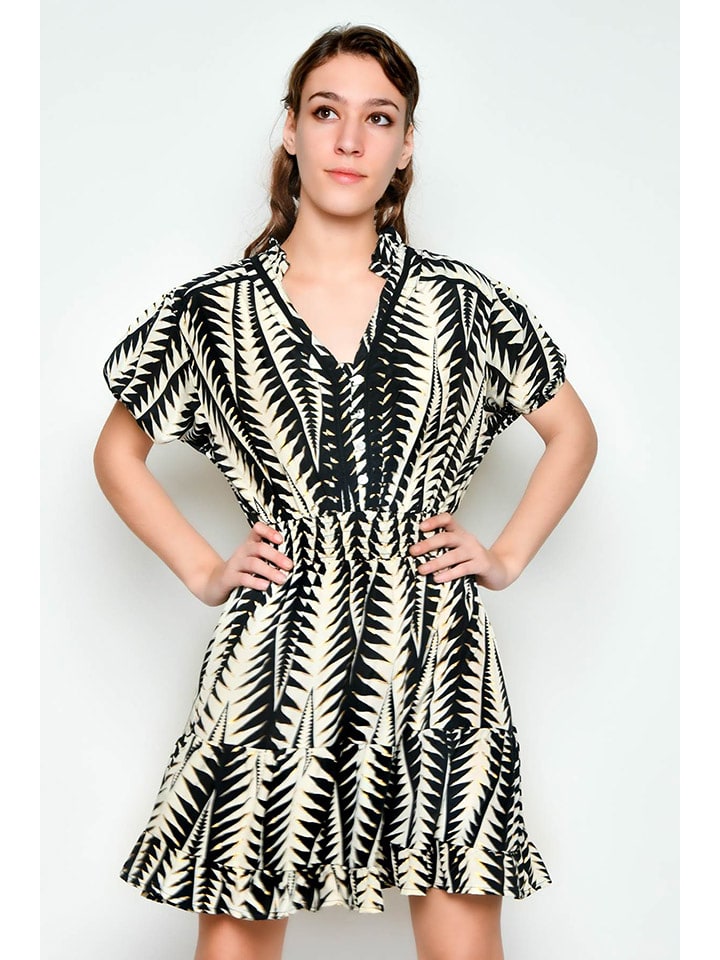 H.H.G. Sukienka w kolorze kremowo-czarnym rozmiar: M