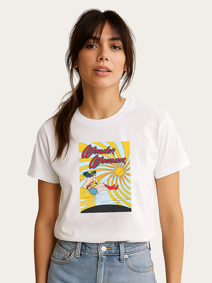 WOOOP Koszulka "Wonder Woman Flying" w kolorze białym rozmiar: M