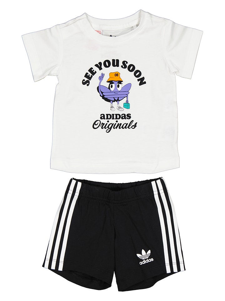 adidas 2-częściowy zestaw w kolorze biało-czarnym rozmiar: 68