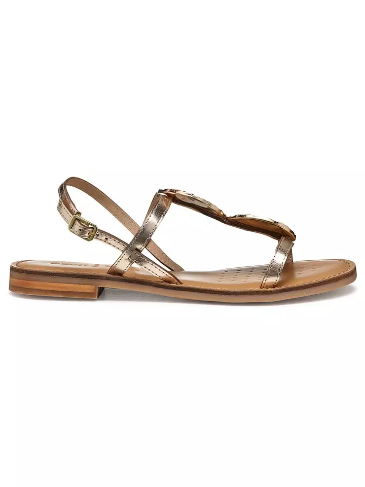 Geox Skórzane sandały "Maddalusiac" w kolorze złotym rozmiar: 37