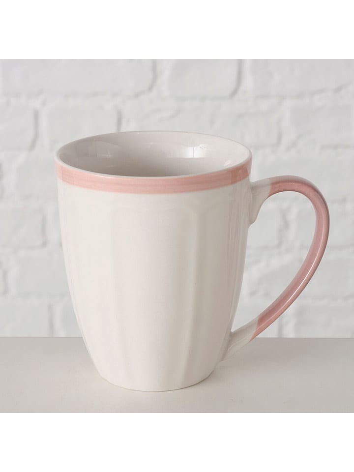 Boltze Kubek "Juna" w kolorze biało-jasnoróżowym - 420 ml rozmiar: onesize