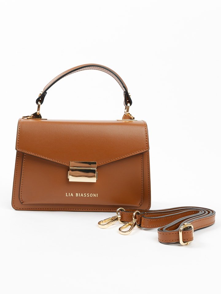 Lia Biassoni Skórzana torebka w kolorze jasnobrązowym - 20 x 14 x 7 cm rozmiar: onesize