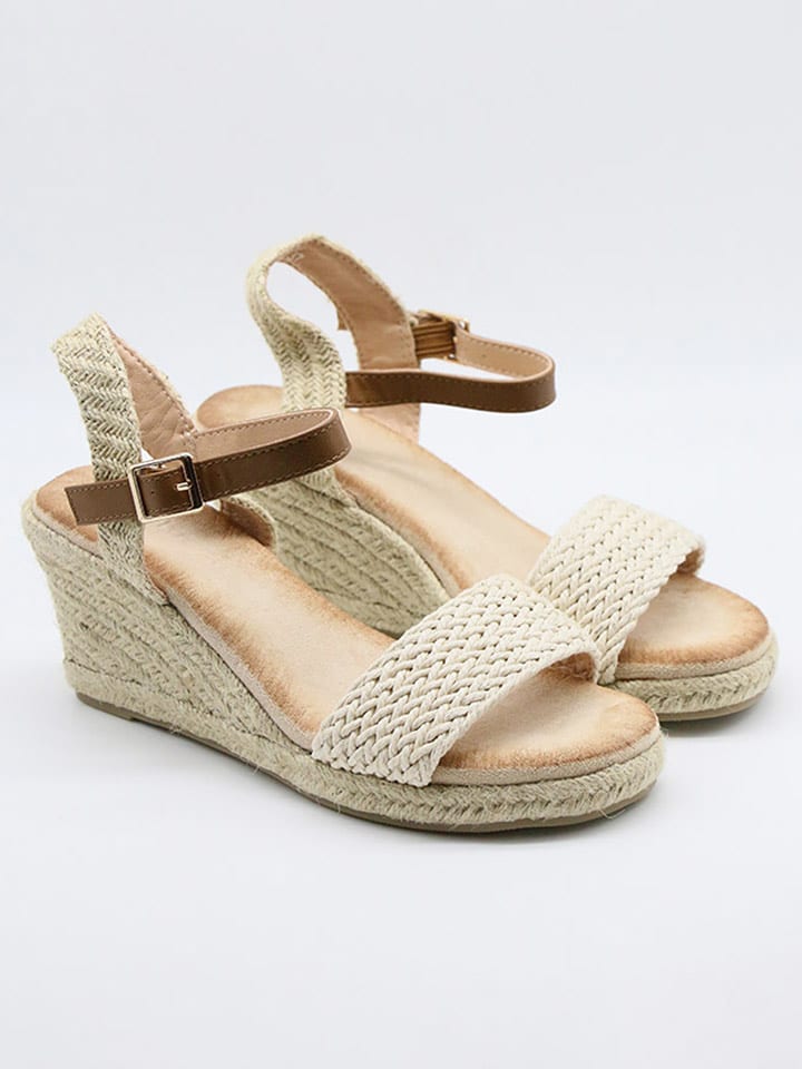 Bellucci Sandały w kolorze biało-brązowym na koturnie rozmiar: 41