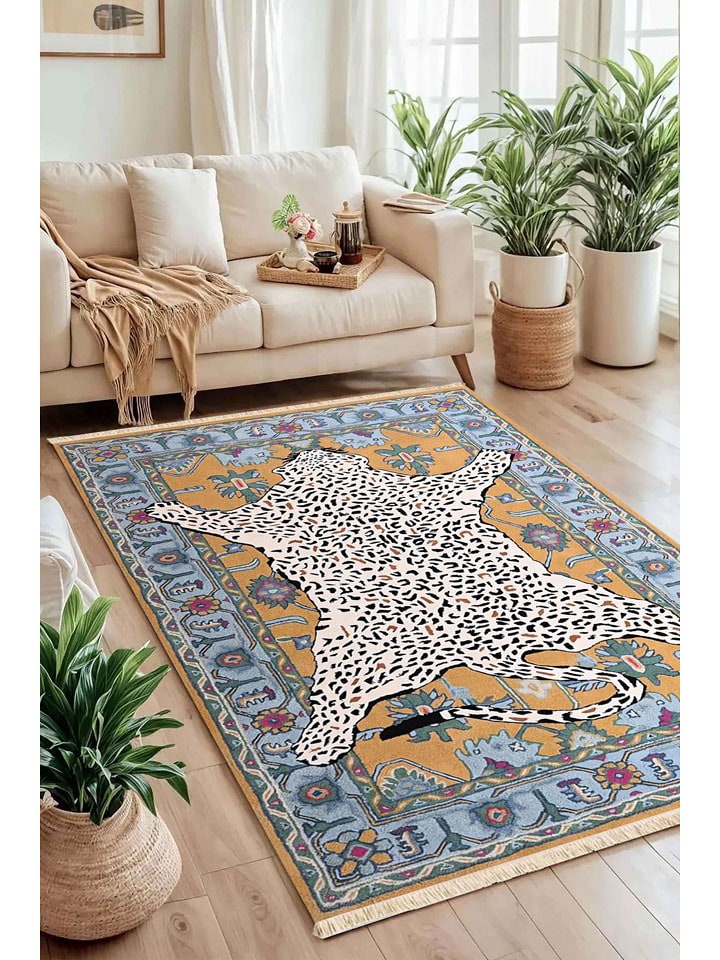 Conceptum Hypnose Dywan bawełniany "243" w kolorze beżowo-błękitnym rozmiar: 150x230 cm