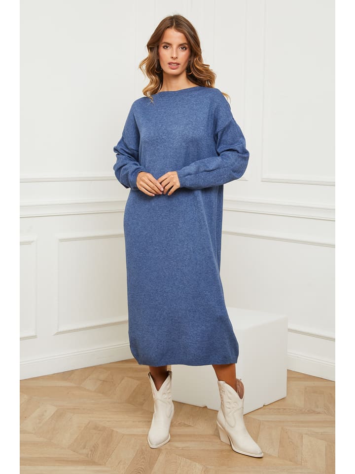 Joséfine Sukienka dzianinowa "Fastidius" w kolorze niebieskim rozmiar: M
