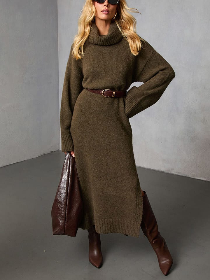 Milan Kiss Sukienka dzianinowa w kolorze khaki rozmiar: XL