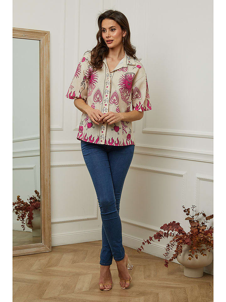 Plume Bluzka "Boutik" w kolorze różowo-beżowym rozmiar: XL
