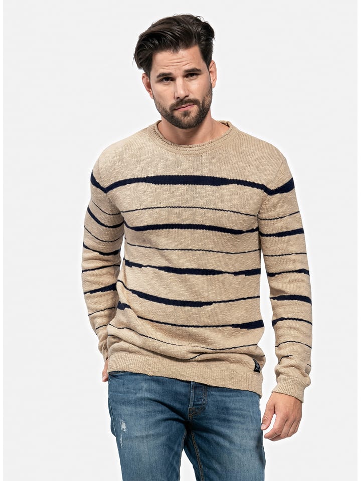 KEY LARGO Sweter "Sector" w kolorze beżowo-czarnym rozmiar: XL