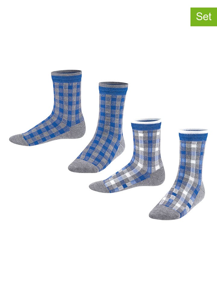 ESPRIT Skarpety (2 pary) "Check" w kolorze szarym rozmiar: 23-26