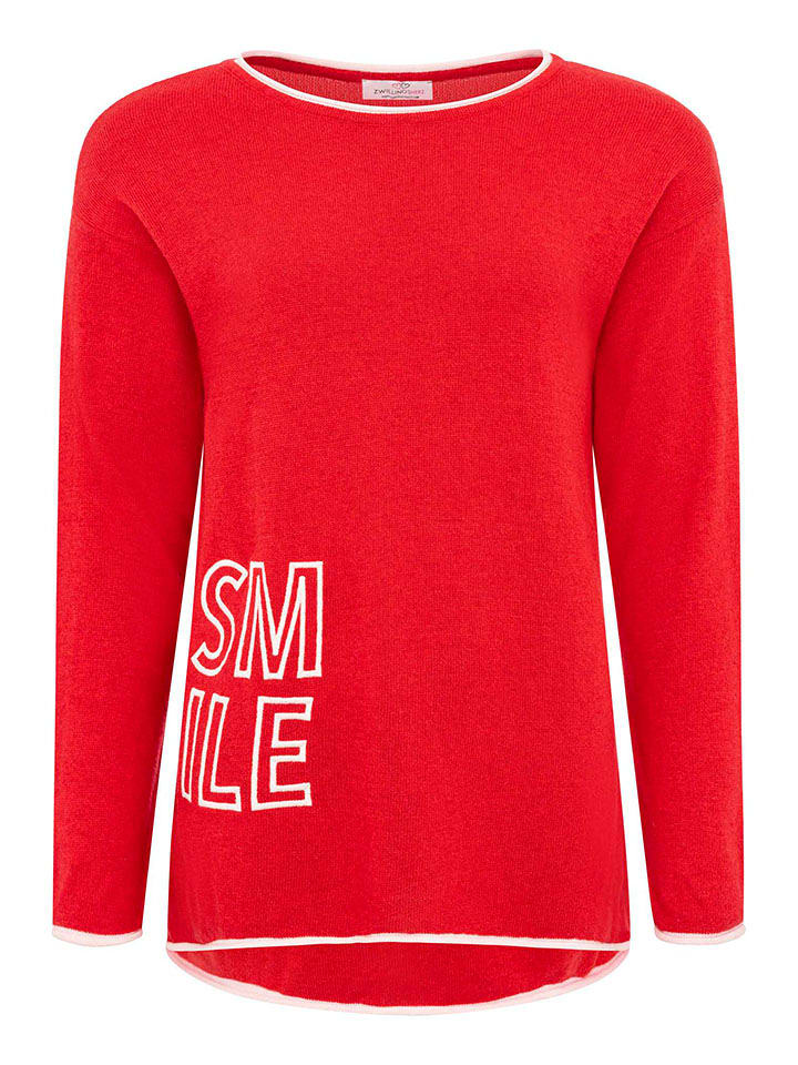Zwillingsherz Sweter "Smile" w kolorze czerwonym rozmiar: S