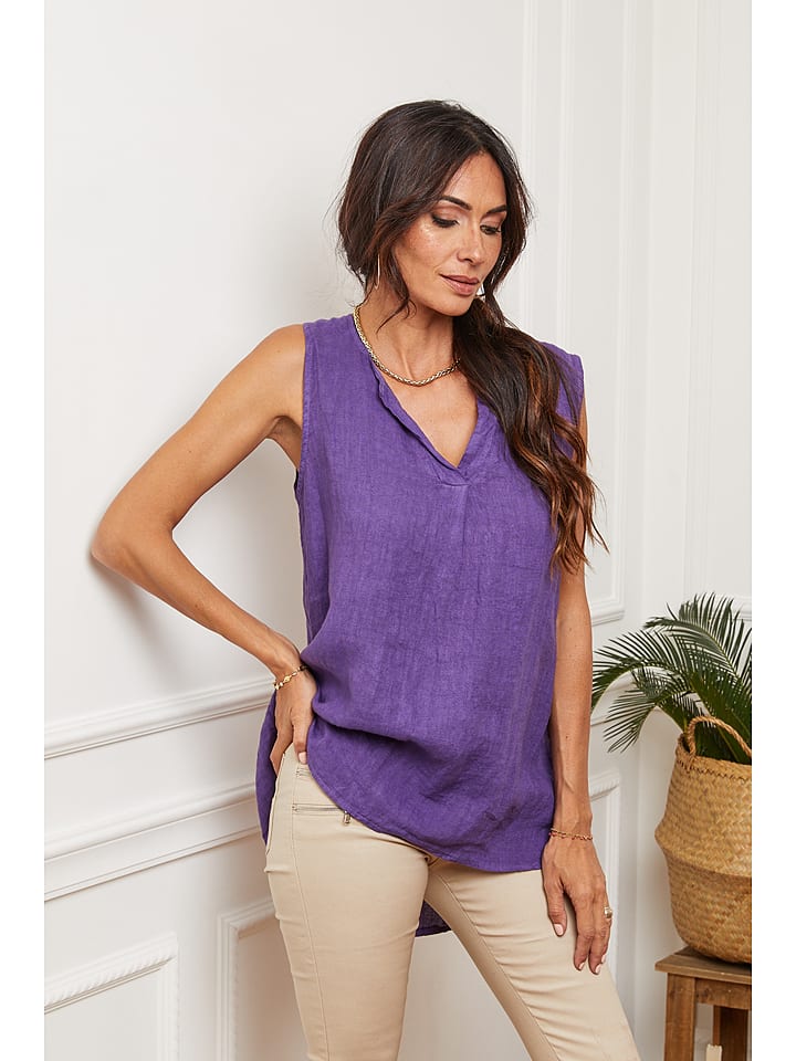 Fleur de Lin Lniany top "Harley" w kolorze fioletowym rozmiar: XL