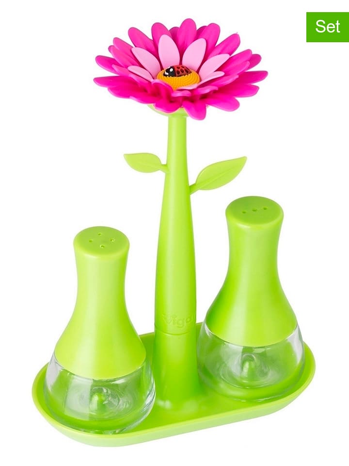 Vigar 2-częściowy zestaw "Flower power" w kolorze zielono-różowym - 14 x 19 x 7 cm rozmiar: onesize