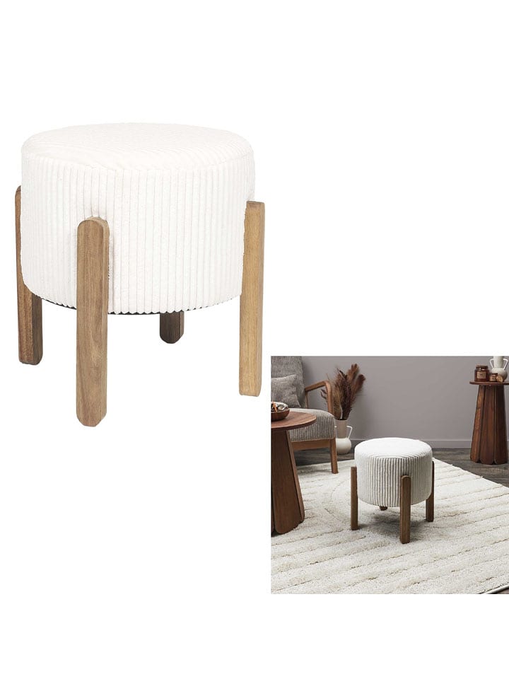 THE HOME DECO FACTORY Hocker w kolorze kremowym - wys. 35 x Ø 35 cm rozmiar: onesize