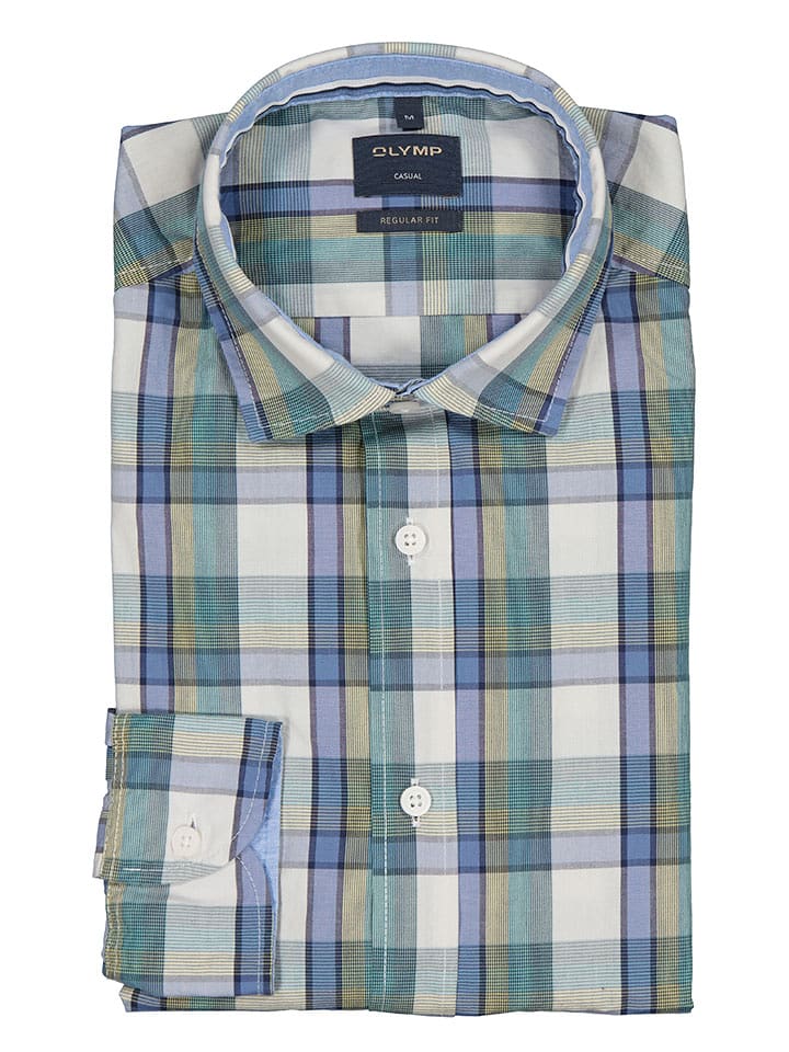 OLYMP Koszula "Casual" - Regular fit - w kolorze zielono-błękitno-kremowym rozmiar: XL