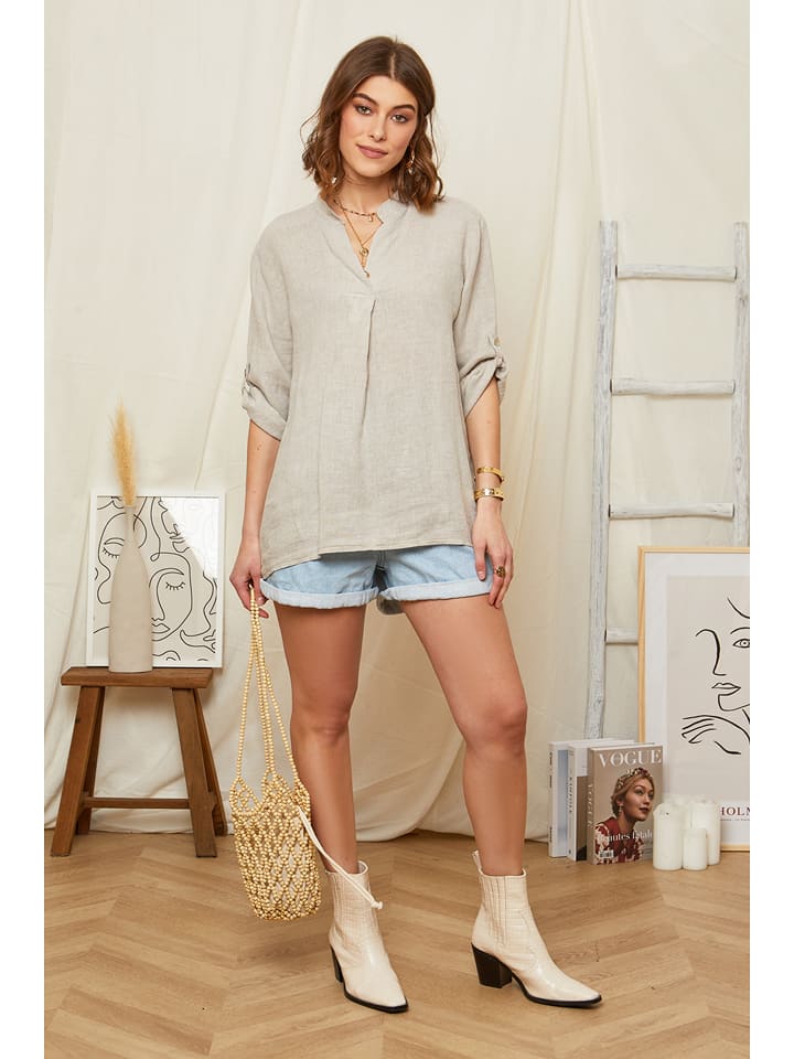 Rodier Lin Lniana bluzka w kolorze szarobrązowym rozmiar: L/XL