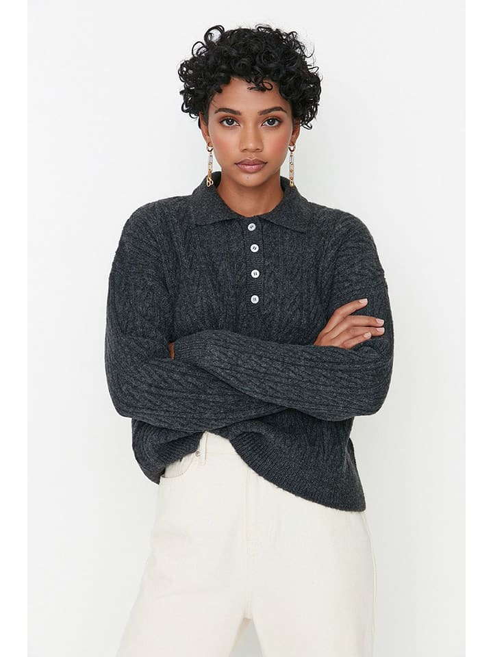 trendyol Sweter w kolorze antracytowym rozmiar: M