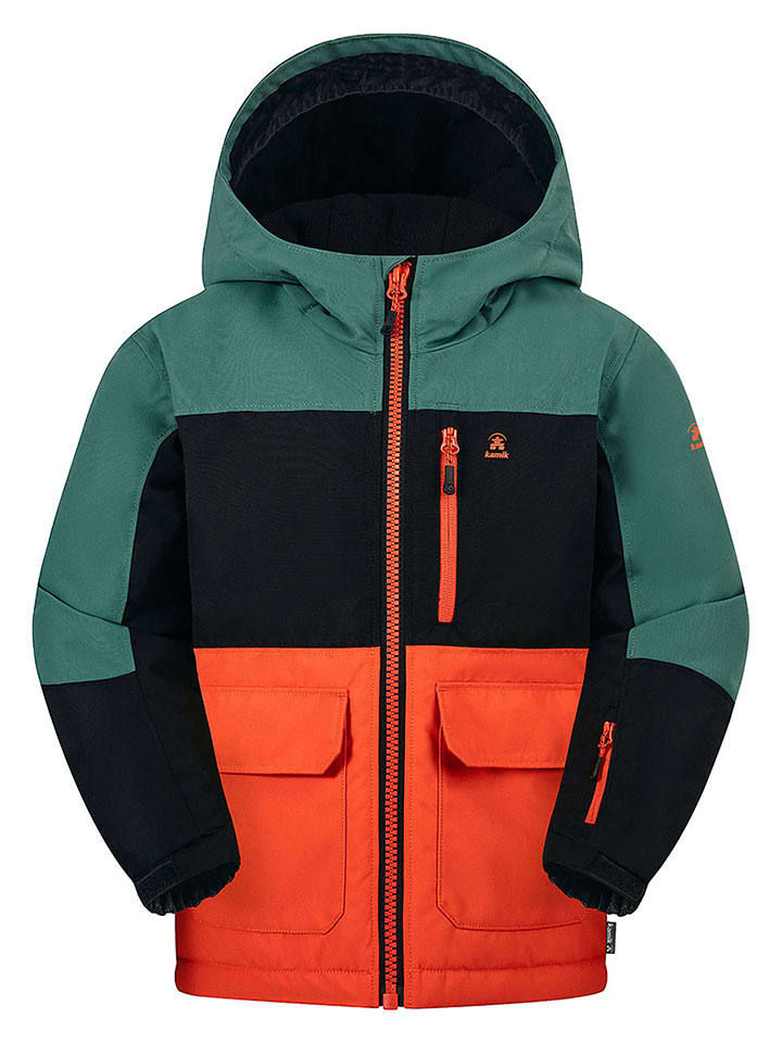 Kamik Kurtka zimowa "Koda" w kolorze zielono-pomarańczowym rozmiar: 140