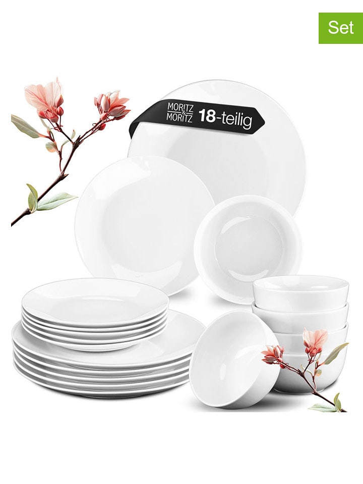 Moritz & Moritz 18-częściowy zestaw naczyń "Basic" w kolorze białym rozmiar: onesize