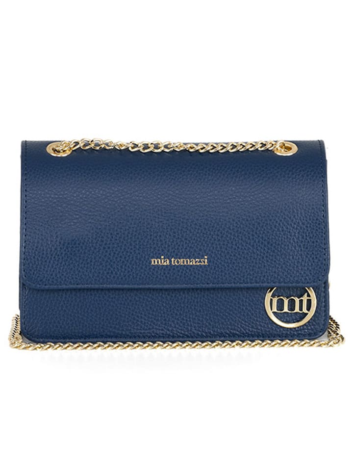 Mia Tomazzi Skórzana torebka "Bagarotti" w kolorze niebieskim - 19 x 15 x 9 cm rozmiar: onesize
