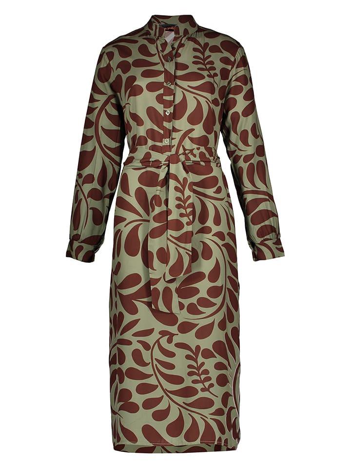 miss goodlife Sukienka "Ornaments" w kolorze oliwkowo-ciemnobrązowym rozmiar: XL