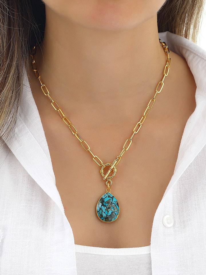 L'Atelier de Gaia Pozłacany naszyjnik z zawieszką - dł. 45 cm rozmiar: onesize