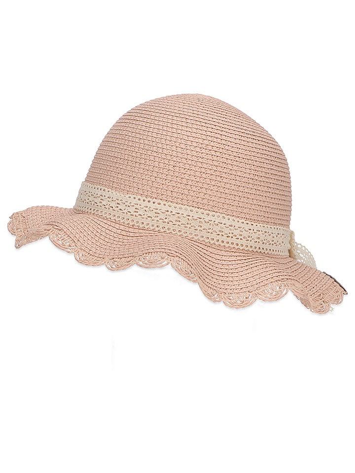 Sterntaler Kapelusz słomkowy "Spitze" w kolorze beżowo-jasnoróżowym rozmiar: 47 cm