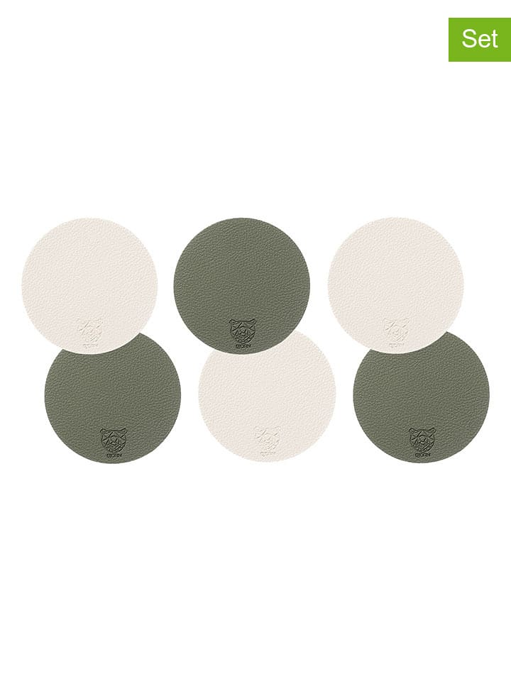 Björn Dwustronne podstawki (6 szt.) w kolorze kremowo-zielonym - Ø 10 cm rozmiar: onesize