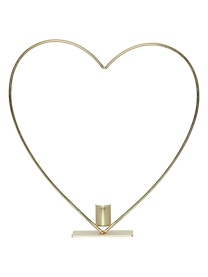 STAR Trading Dekoracyjna lampa LED "Flamme Heart" w kolorze złotym - 28 x 28 cm rozmiar: onesize