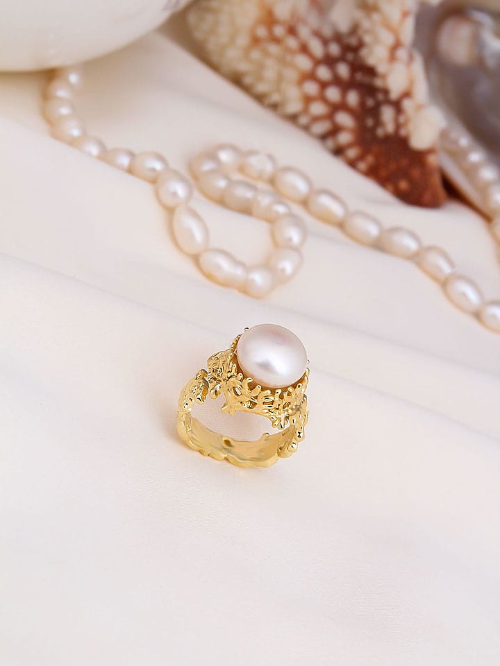 Pierres delicates Pozłacany pierścionek z perłą rozmiar: onesize