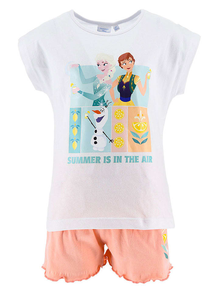 Disney Frozen 2-częściowy zestaw "Kraina Lodu" w kolorze biało-pomarańczowym ze wzorem rozmiar: 104