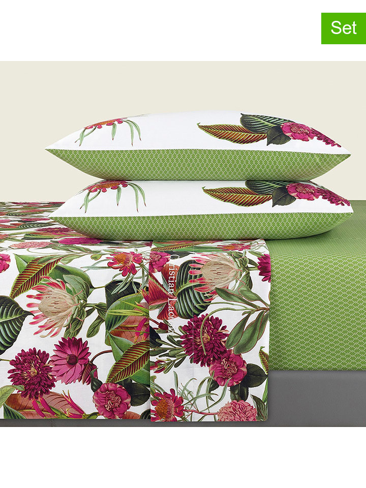 CXL by Christian Lacroix 4-częściowy zestaw satynowy w kolorze zielonym ze wzorem rozmiar: 230x270 cm