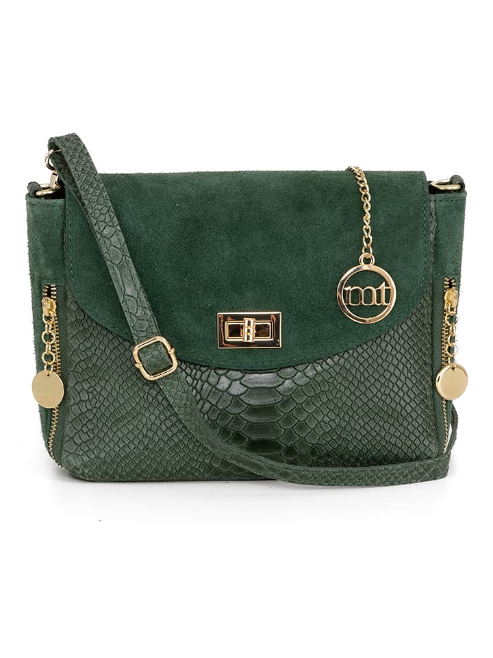 Mia Tomazzi Skórzana torebka "Dergano" w kolorze zielonym - 26 x 21 x 10 cm rozmiar: onesize
