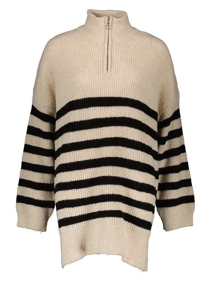 ONLY Sweter "Alfrida" w kolorze beżowo-czarnym rozmiar: M