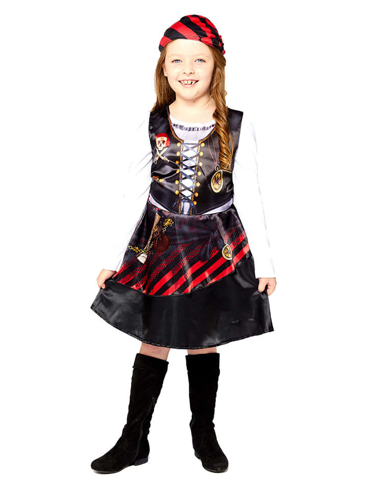 amscan 2-częściowy kostium "Pirate girl" w kolorze czarno-czerwonym rozmiar: 92/98