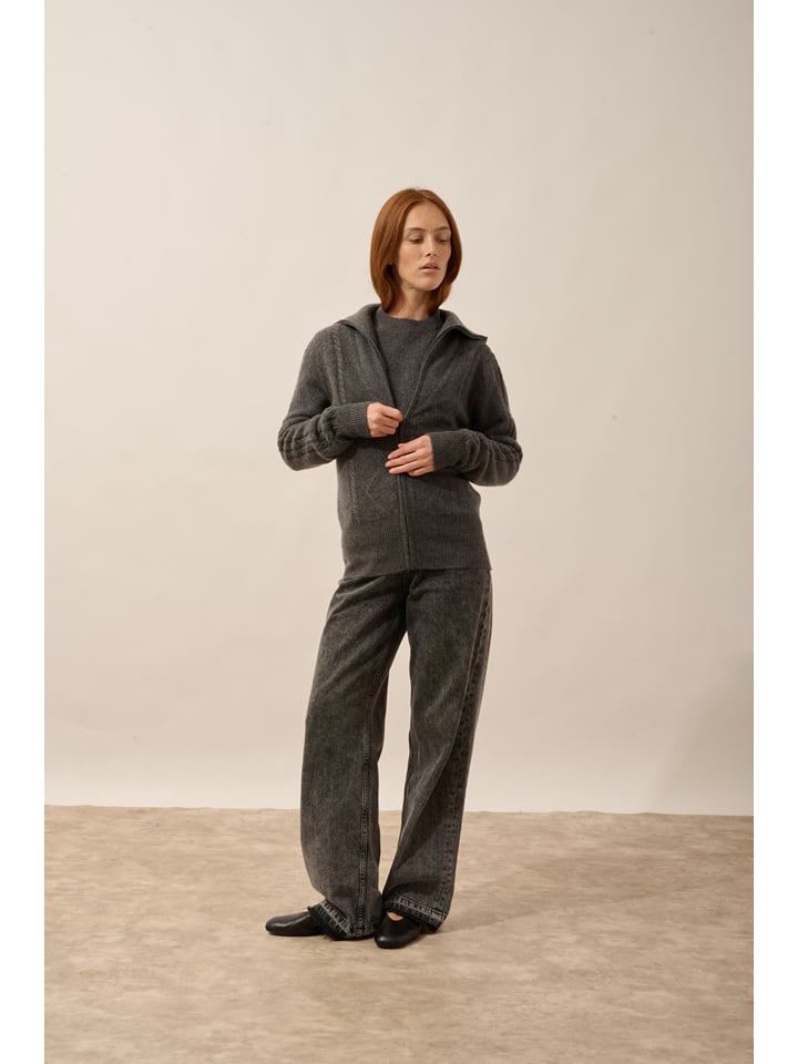 Just Cashmere Kaszmirowy kardigan "Talara" w kolorze szarym rozmiar: XL