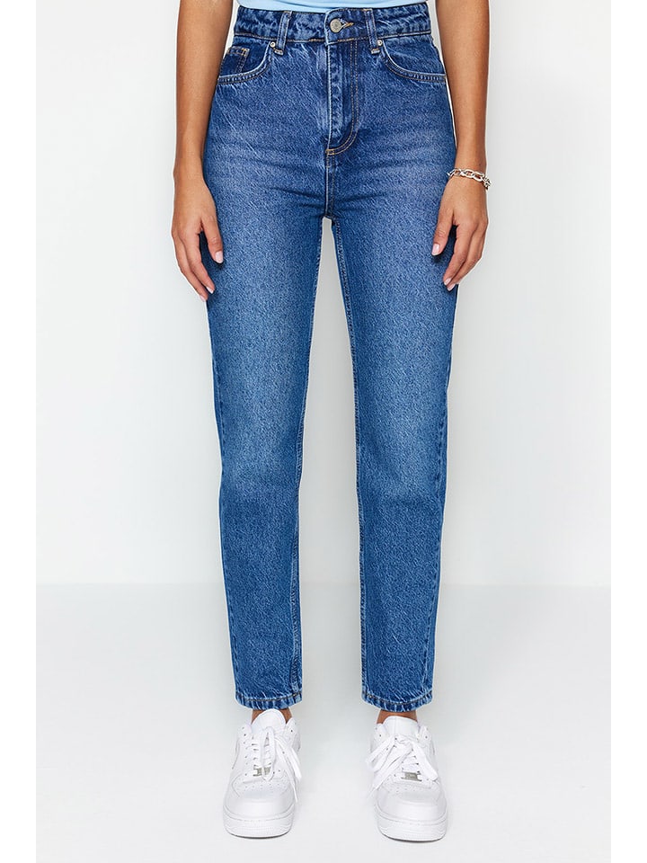 trendyol Dżinsy - Mom fit - w kolorze niebieskim rozmiar: 38