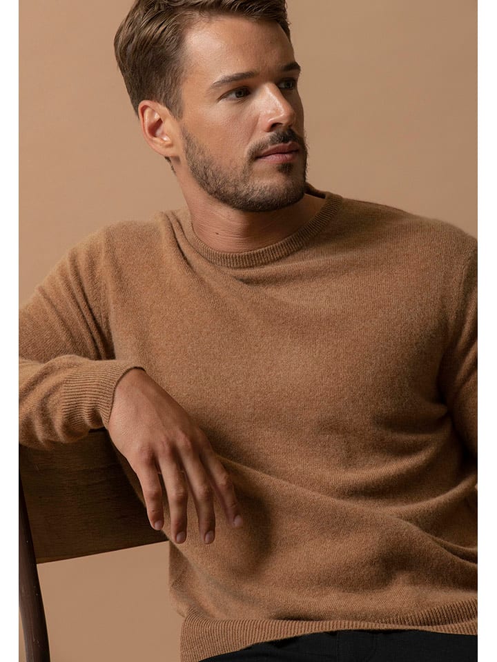 Perfect Cashmere Kaszmirowy sweter "Blake" w kolorze jasnobrązowym rozmiar: S