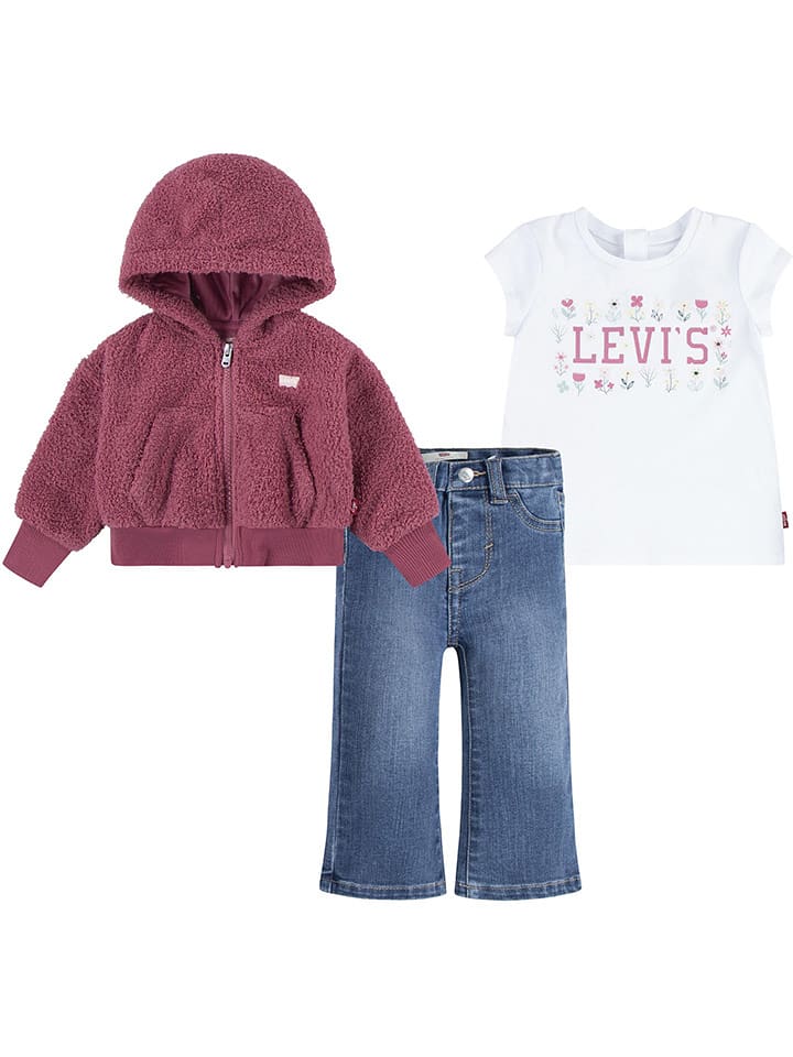Levi's Kids 3-częściowy zestaw w kolorze biało-fioletowo-niebieskim rozmiar: 80